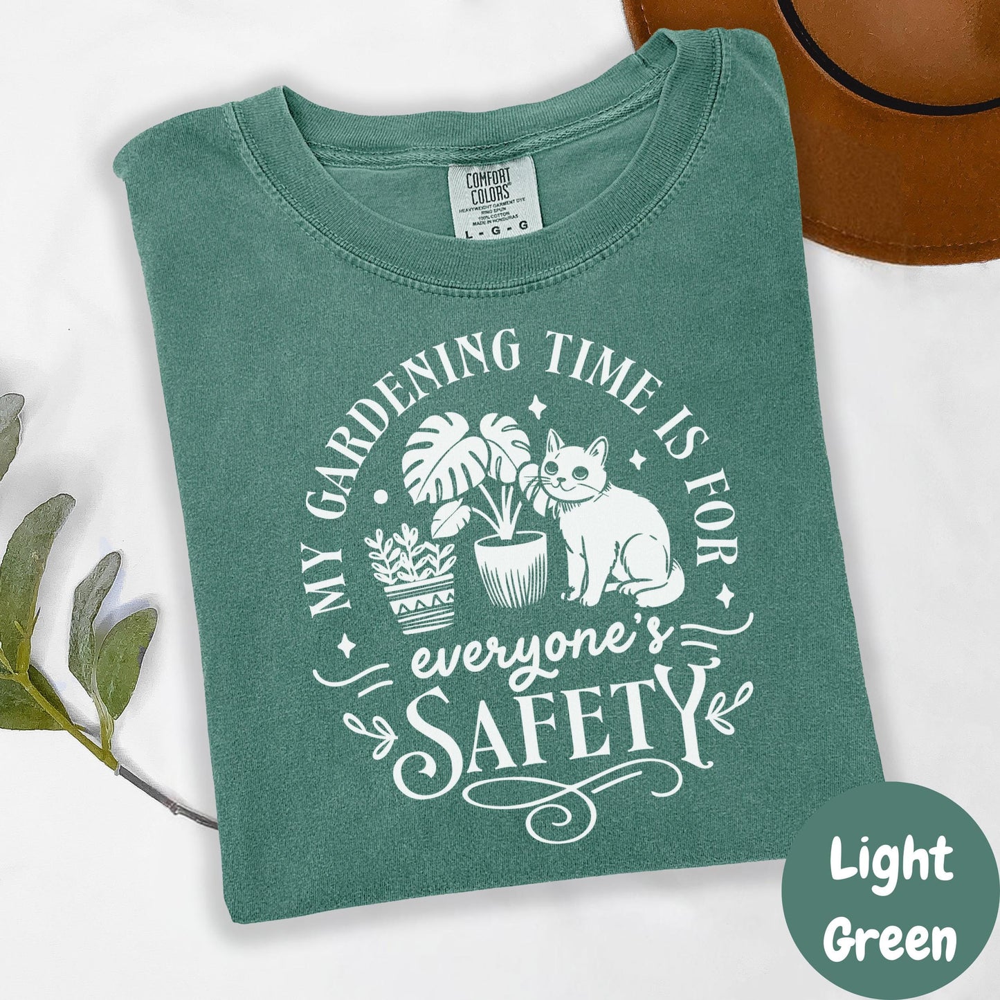 Gardening Time Is For Safety Shirt, Comfort Colors® Plant Lover Tee, Funny Plant Mom Shirt, Cat Gardening Shirt, Garden Humor