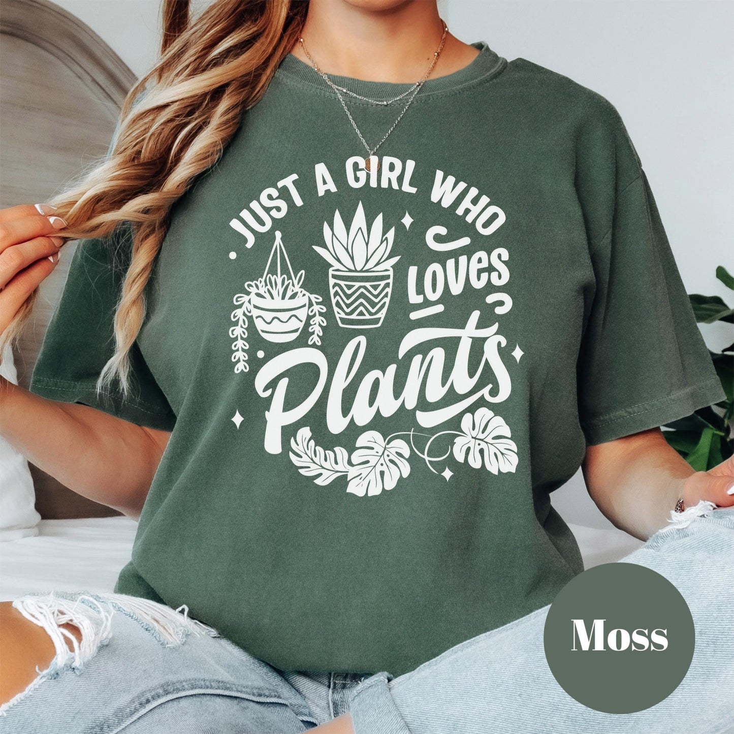 Just A Girl Who Loves Plants Shirt, Comfort Colors® Plant Mom Tee, Plant Lover Gift, Gardening Shirt, Houseplant Addict Shirt, Succulent Tee