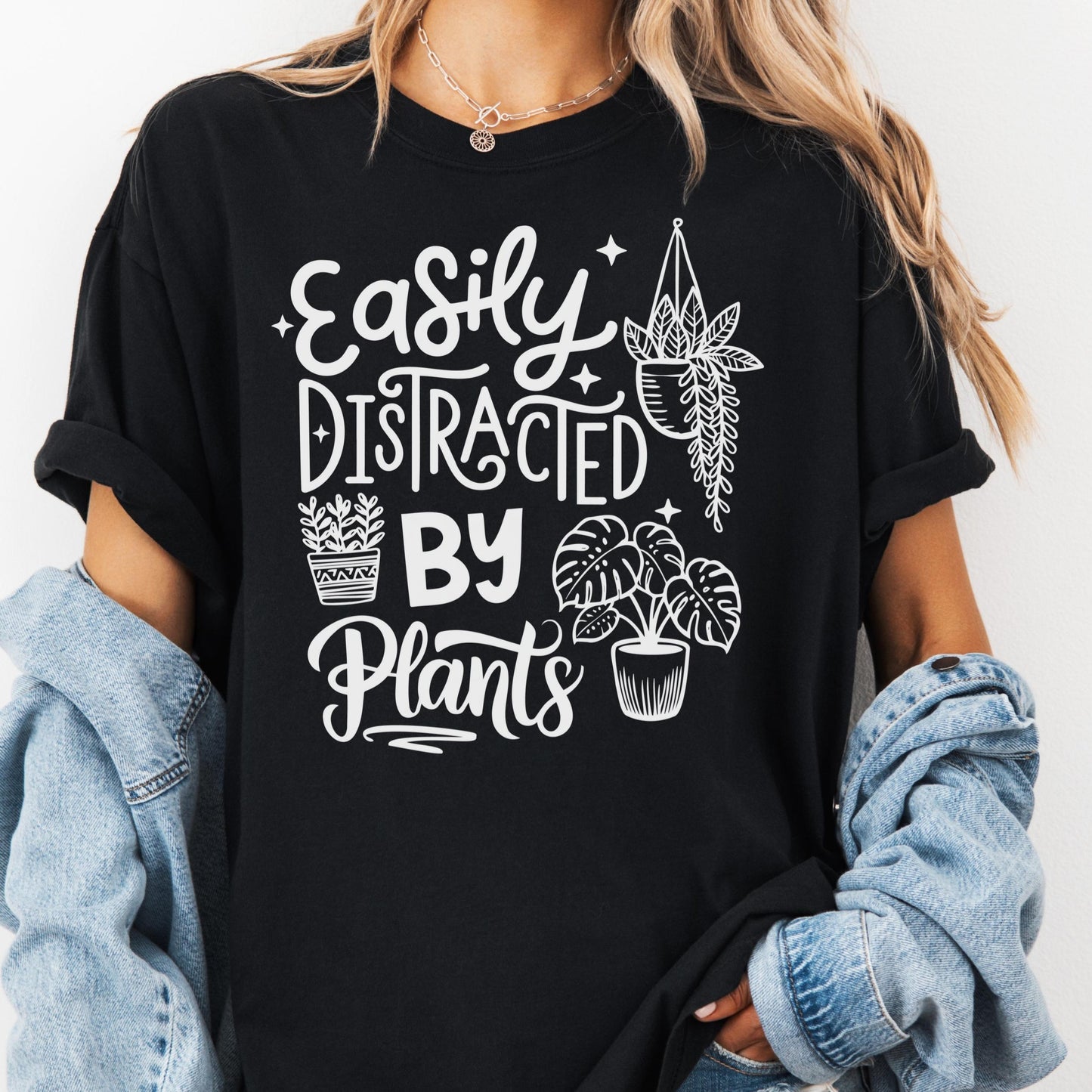Easily Distracted By Plants Shirt, Comfort Colors® Plant Lover Tee, Funny Plant Mom Gift, Houseplant Addict Shirt, Gardening Humor Tee