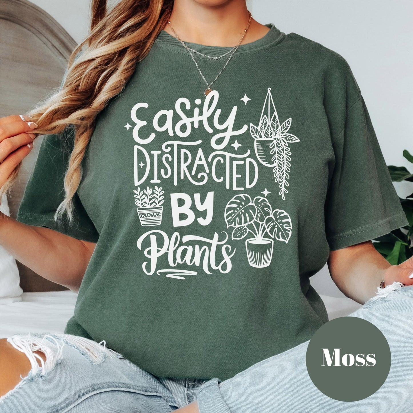 Easily Distracted By Plants Shirt, Comfort Colors® Plant Lover Tee, Funny Plant Mom Gift, Houseplant Addict Shirt, Gardening Humor Tee