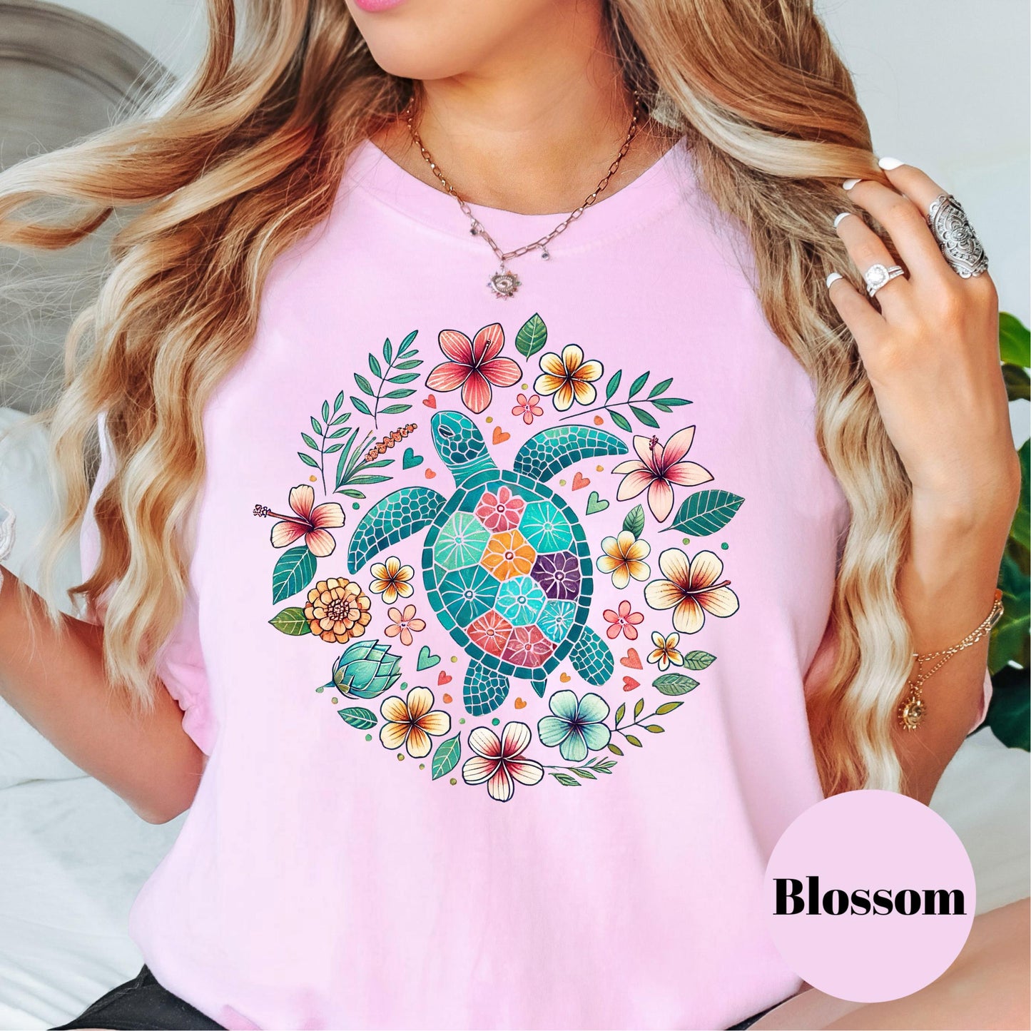 Floral Sea Turtle Shirt, Comfort Colors® Boho Beach Tee, Colorful Turtle Shirt, Summer Vacation Gift, Coastal Ocean Lover Shirt