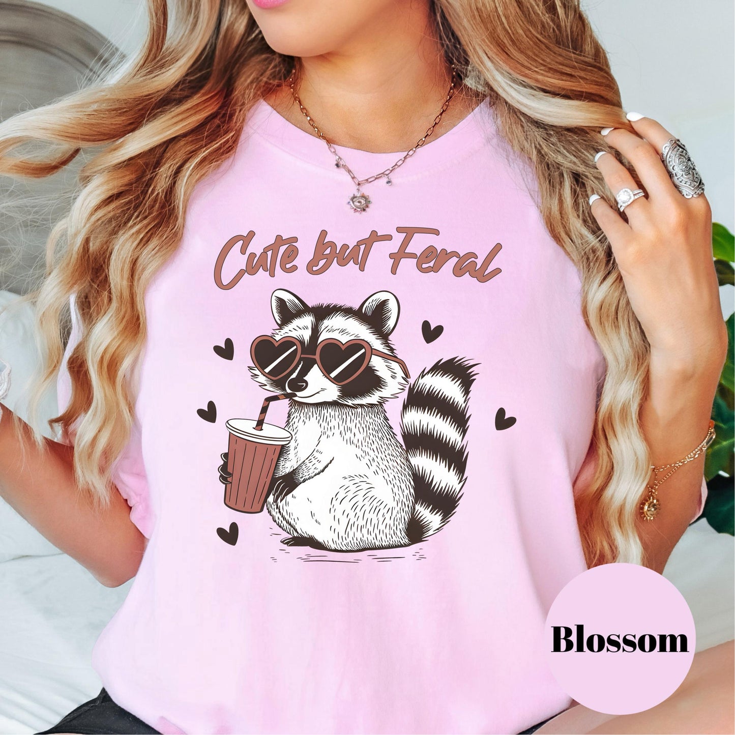 Cute But Feral Shirt, Comfort Colors® Funny Raccoon Tee, Trash Panda Aesthetic Shirt, Chaotic Girl Humor Tee, Sarcastic Animal Lover Gift