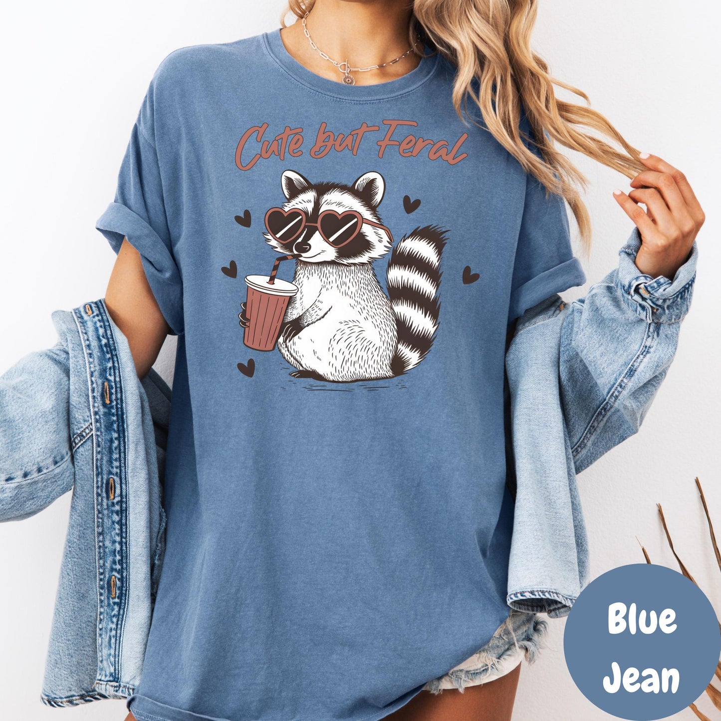 Cute But Feral Shirt, Comfort Colors® Funny Raccoon Tee, Trash Panda Aesthetic Shirt, Chaotic Girl Humor Tee, Sarcastic Animal Lover Gift