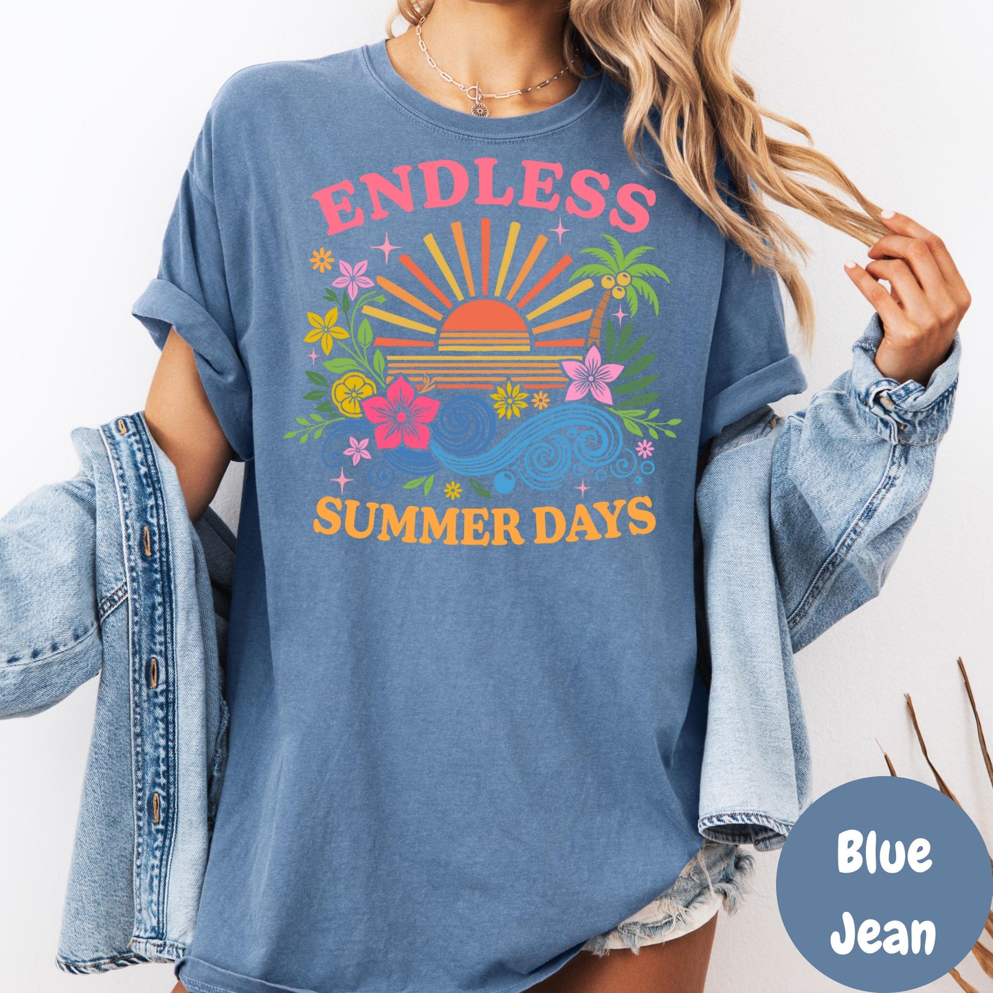 Endless Summer Days Shirt, Comfort Colors® Retro Beach Tee, Colorful Tropical Shirt, Vacation Vibes Shirt, Summer Lover Gift