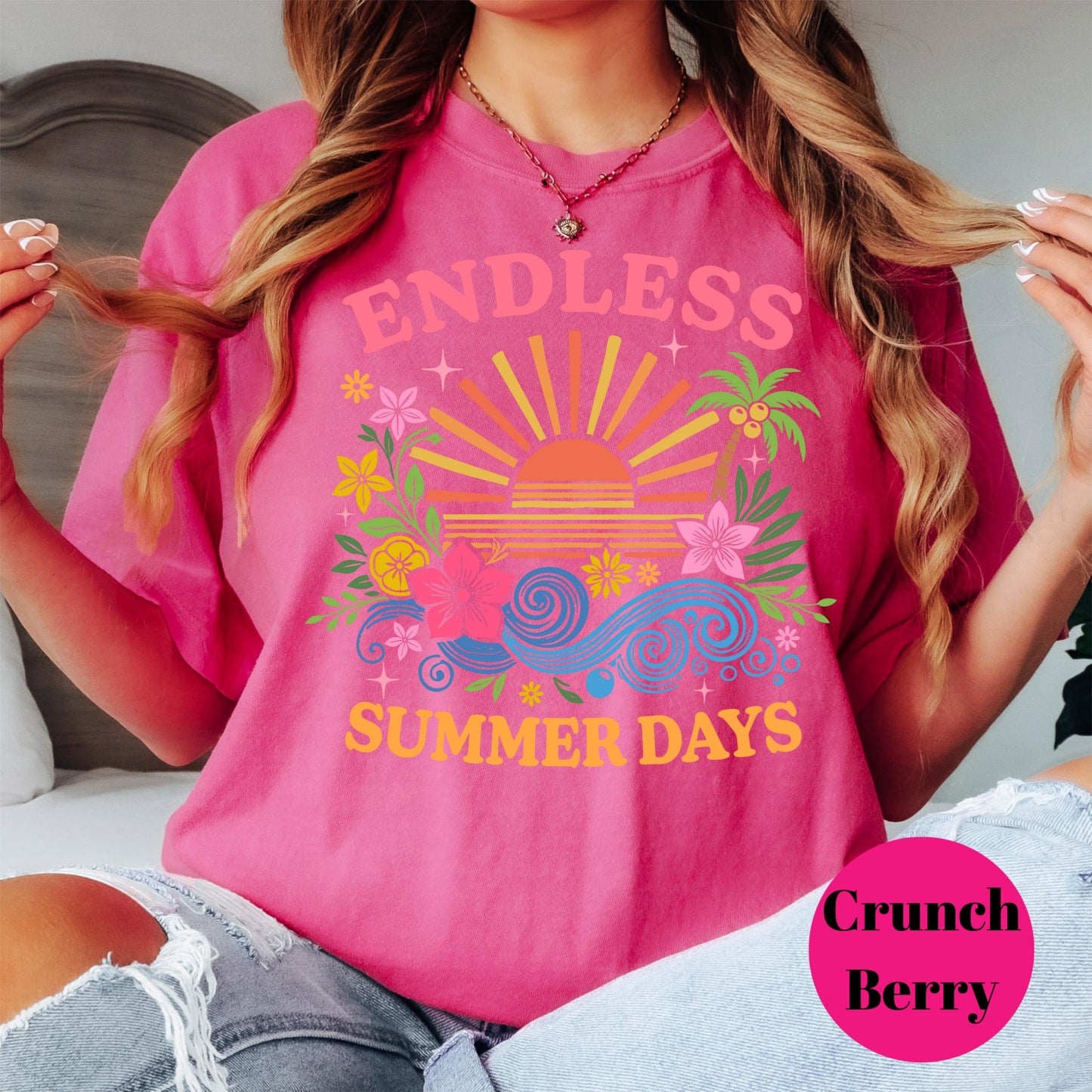 Endless Summer Days Shirt, Comfort Colors® Retro Beach Tee, Colorful Tropical Shirt, Vacation Vibes Shirt, Summer Lover Gift