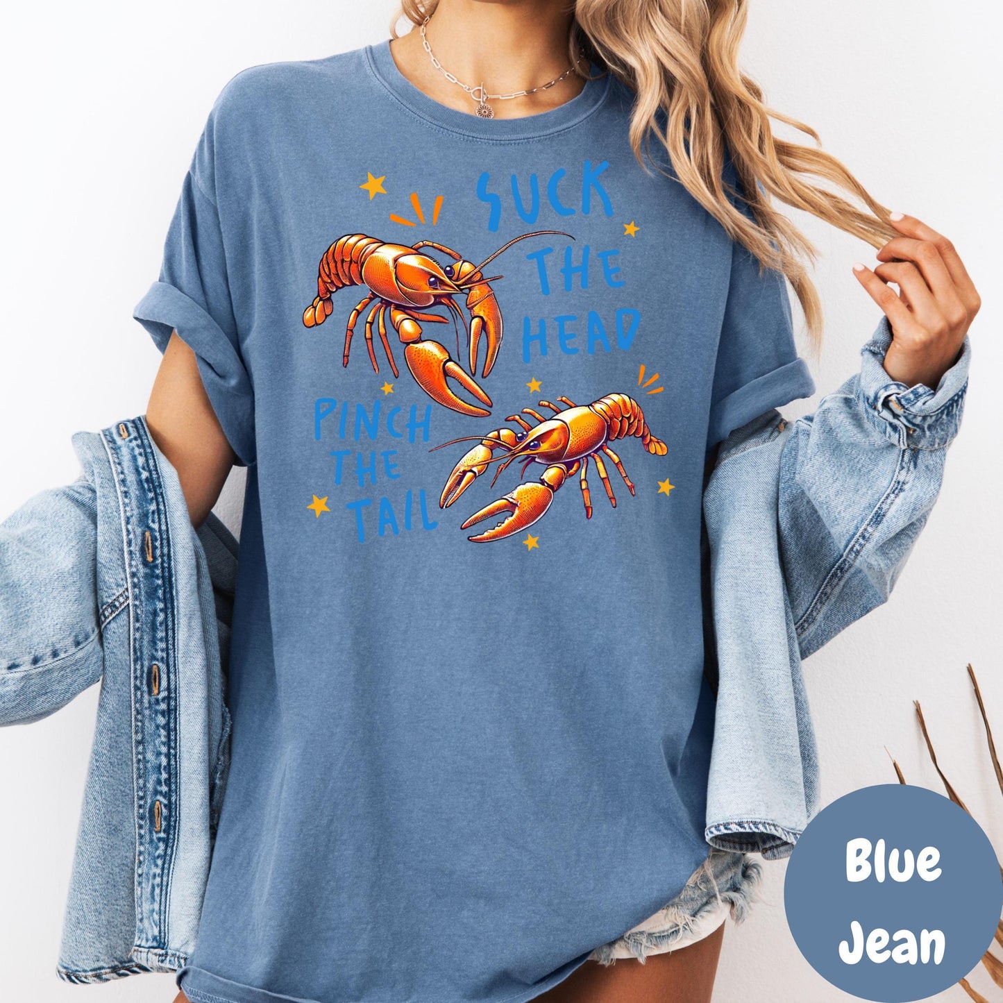 Suck the Head Pinch the Tail Shirt, Comfort Colors® Cajun Crawfish Tee, Funny Louisiana Boil Shirt, Bold Summer BBQ Graphic Tee