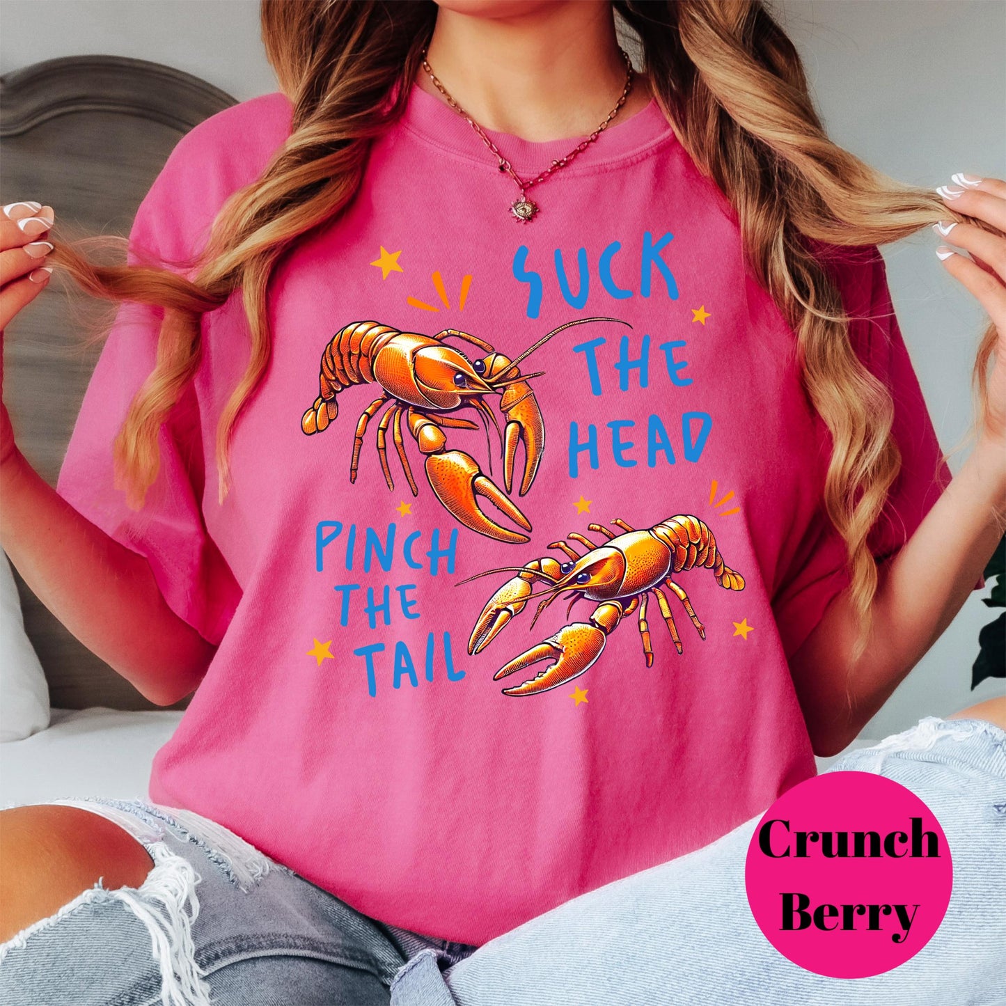 Suck the Head Pinch the Tail Shirt, Comfort Colors® Cajun Crawfish Tee, Funny Louisiana Boil Shirt, Bold Summer BBQ Graphic Tee