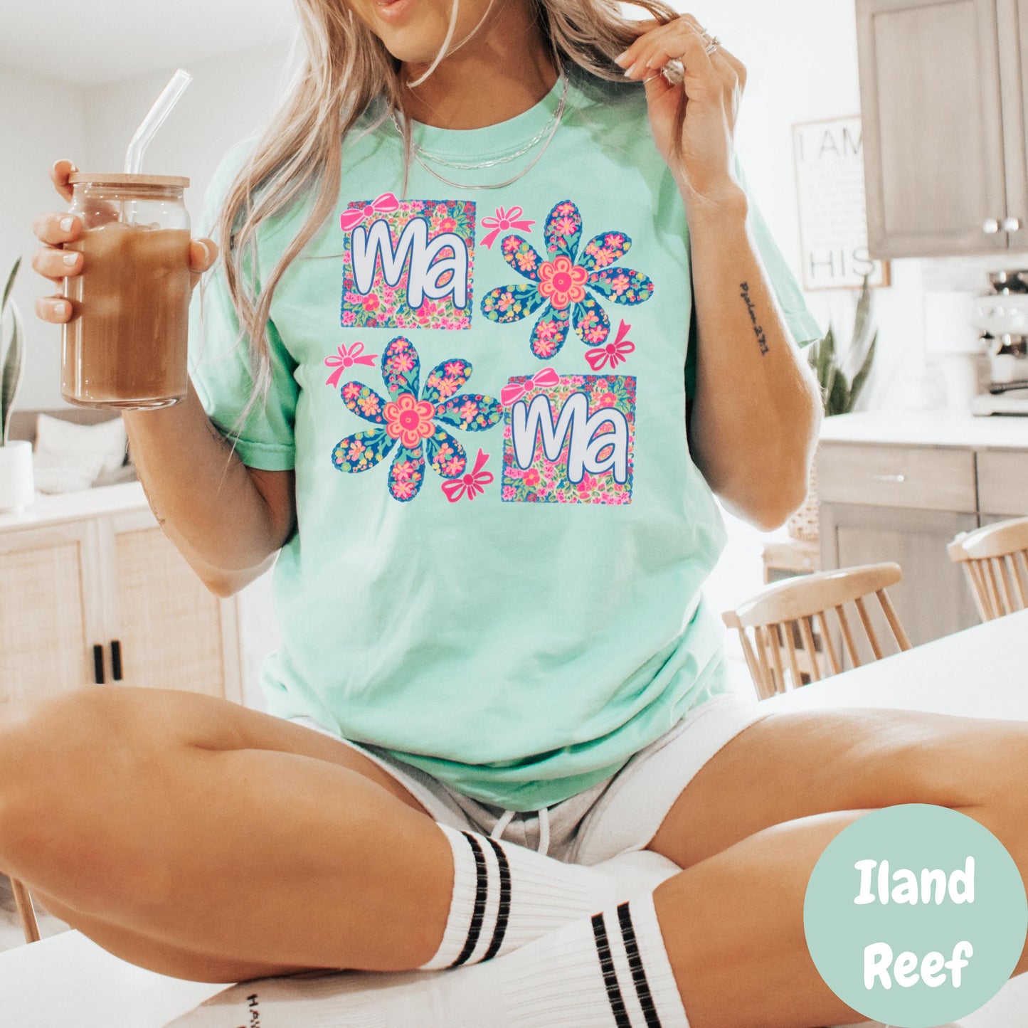 Floral Mama Comfort Colors® Shirt, Colorful Boho Mom Shirt, Mother's Day Tee, Cute Mama Shirt, Retro Mom Life Graphic Tee