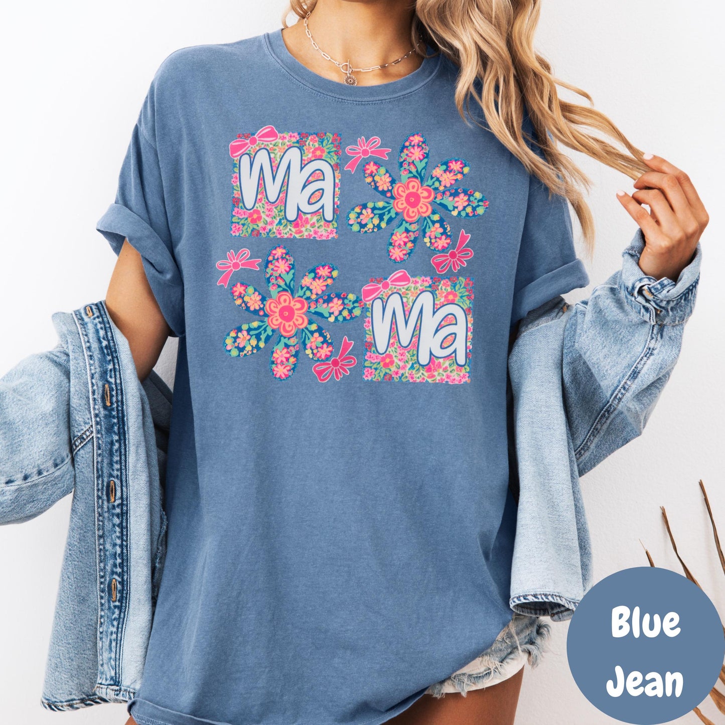 Floral Mama Comfort Colors® Shirt, Colorful Boho Mom Shirt, Mother's Day Tee, Cute Mama Shirt, Retro Mom Life Graphic Tee