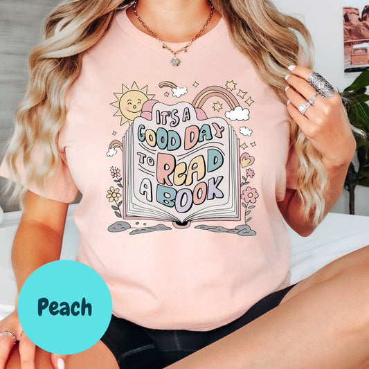 It’s a Good Day to Read a Book Shirt – Retro Bookish Tee – Cute Reader Shirt – Book Club Graphic Tee – Teacher Gift – Book Lover Shirt