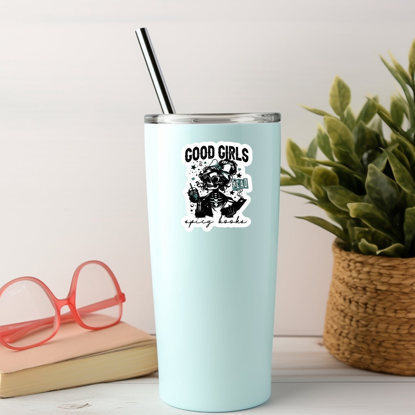 Good Girls Read Spicy Books Dark Romance SMut Reader  – 3" Waterproof Bookish Sticker with Holo Overlay – Reading, Books, Reader Gift, Book Lover