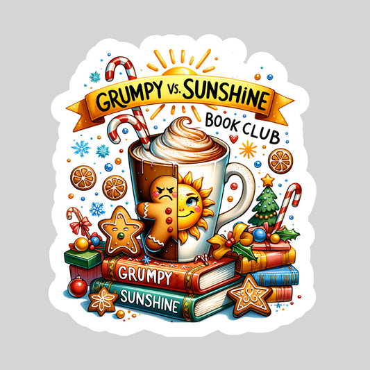 Grumpy Sunshine Book Club – 3" Waterproof Bookish Sticker with Holo Overlay – Reading, Books, Reader Gift, Book Lover