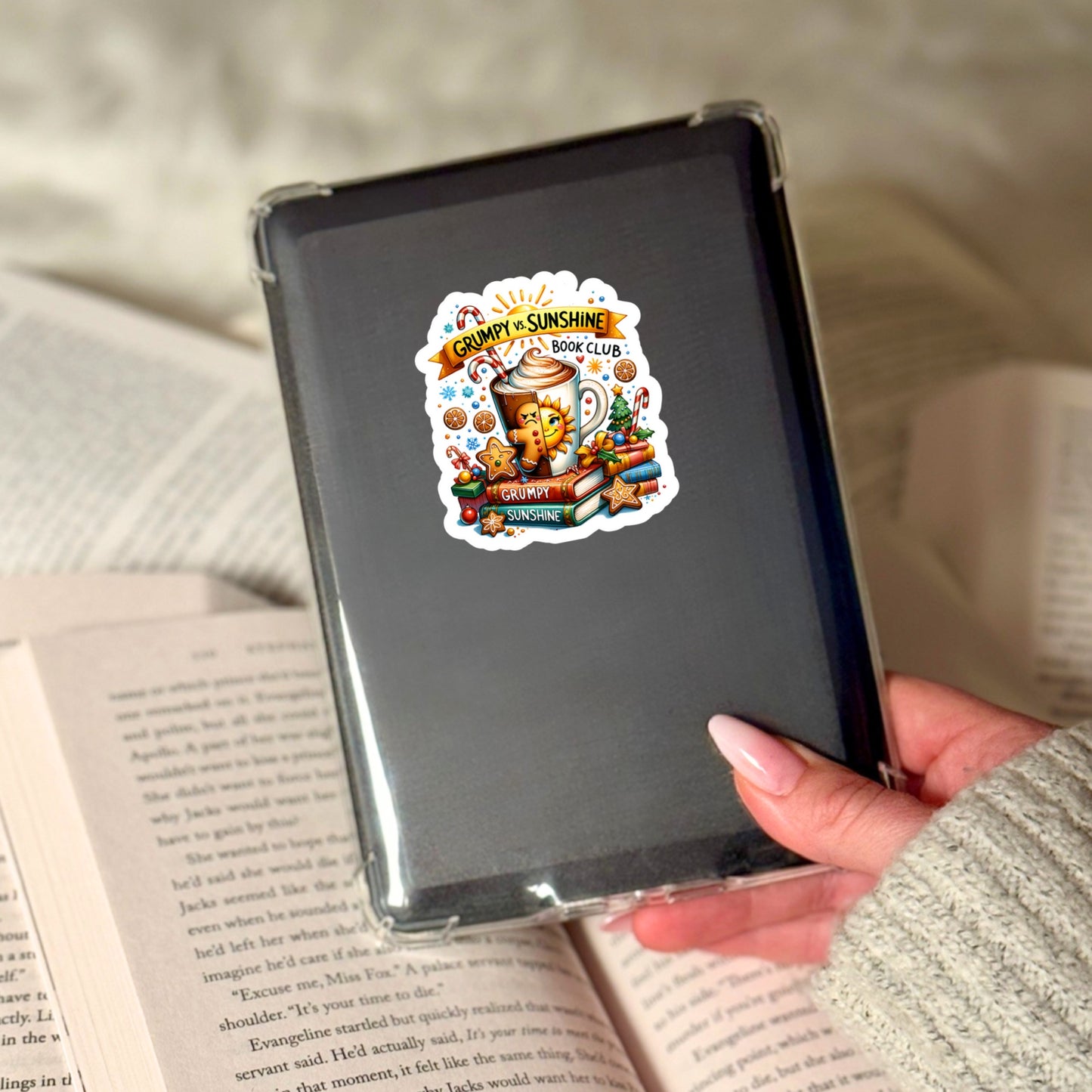 Grumpy Sunshine Book Club – 3" Waterproof Bookish Sticker with Holo Overlay – Reading, Books, Reader Gift, Book Lover