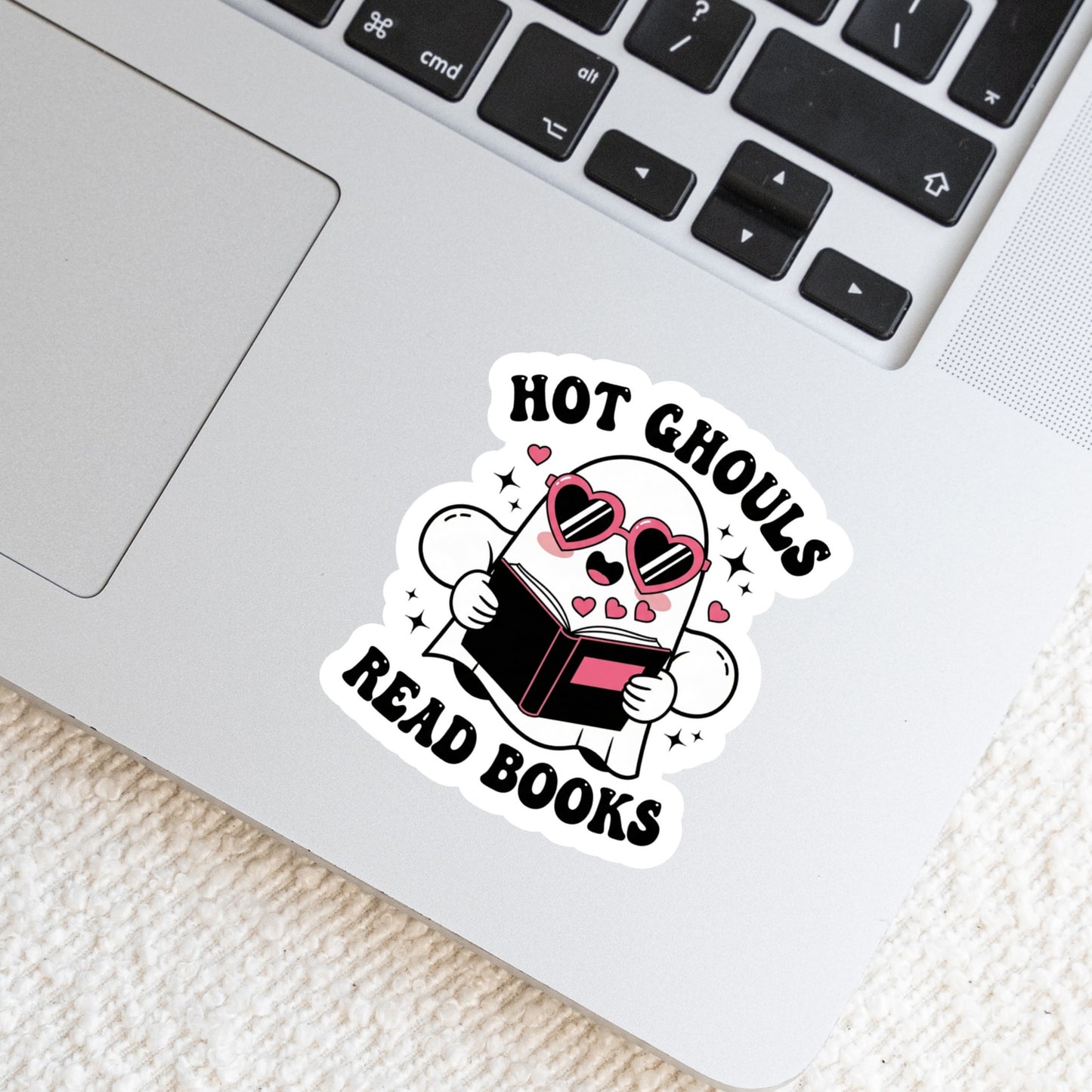 Hot Ghouls Read Books Halloween Ghost Reading – 3" Waterproof Bookish Sticker with Holo Overlay – Reading, Books, Reader Gift, Book Lover
