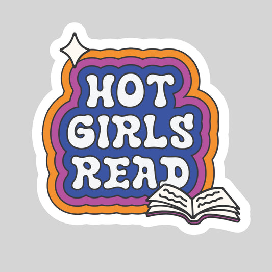 Hot Girls Read Retro Sticker – 3" Waterproof Bookish Sticker with Holo Overlay – Reading, Books, Reader Gift, Book Lover