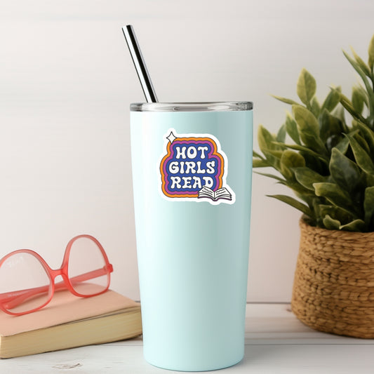 Hot Girls Read Retro Sticker – 3" Waterproof Bookish Sticker with Holo Overlay – Reading, Books, Reader Gift, Book Lover