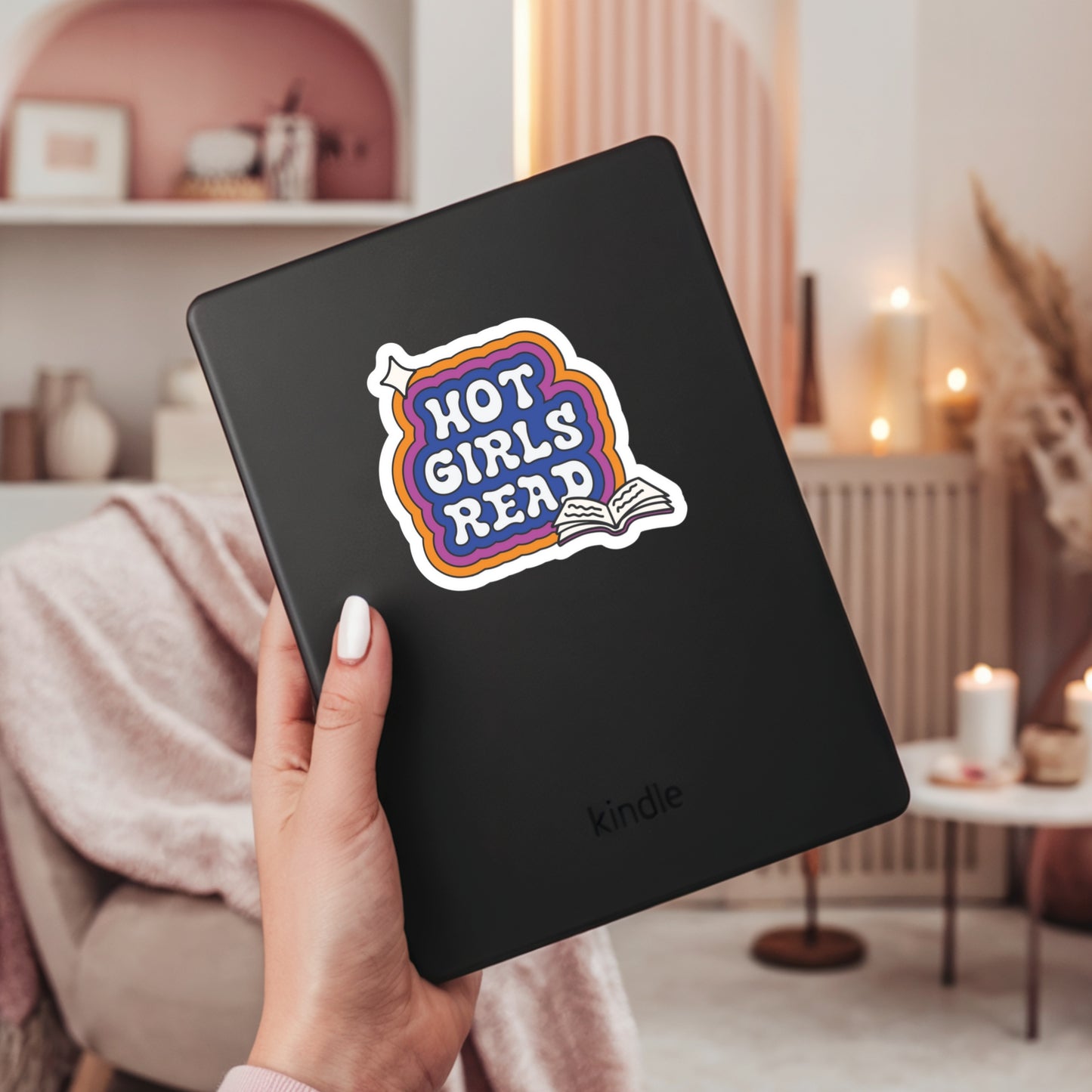 Hot Girls Read Retro Sticker – 3" Waterproof Bookish Sticker with Holo Overlay – Reading, Books, Reader Gift, Book Lover