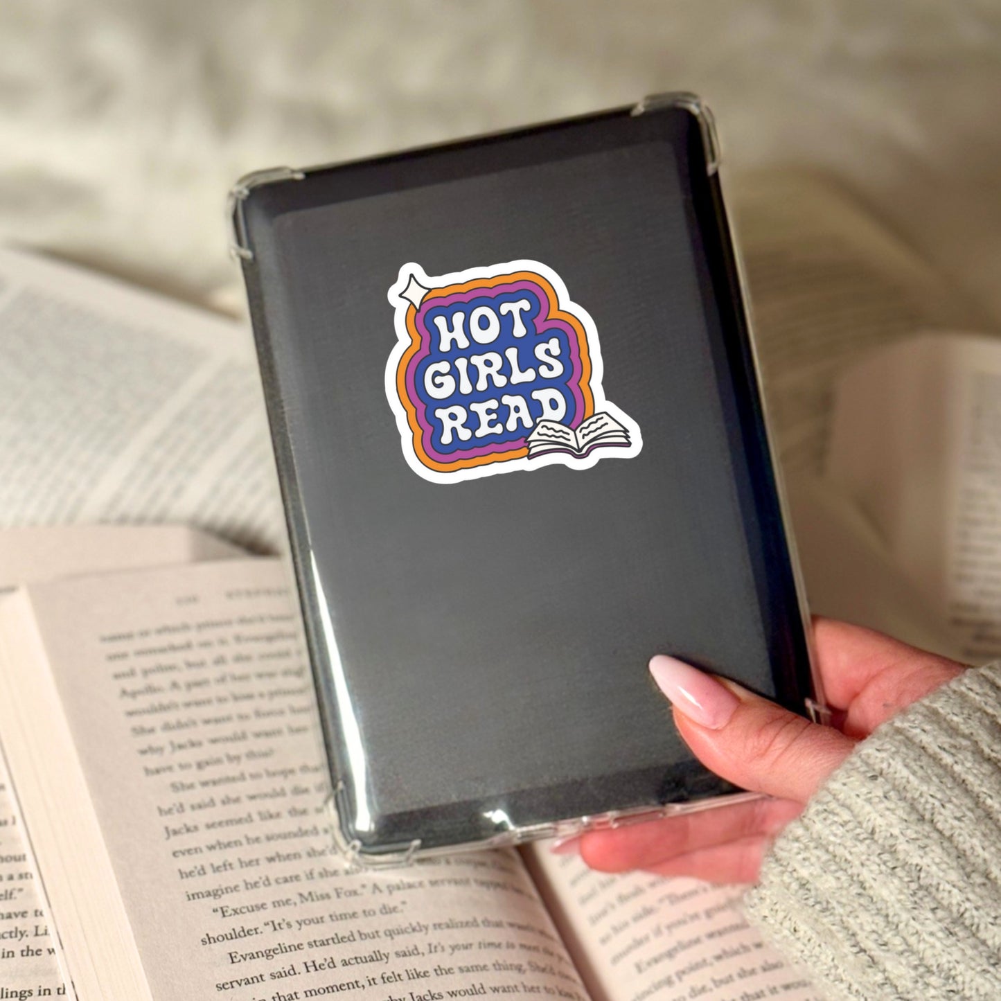 Hot Girls Read Retro Sticker – 3" Waterproof Bookish Sticker with Holo Overlay – Reading, Books, Reader Gift, Book Lover