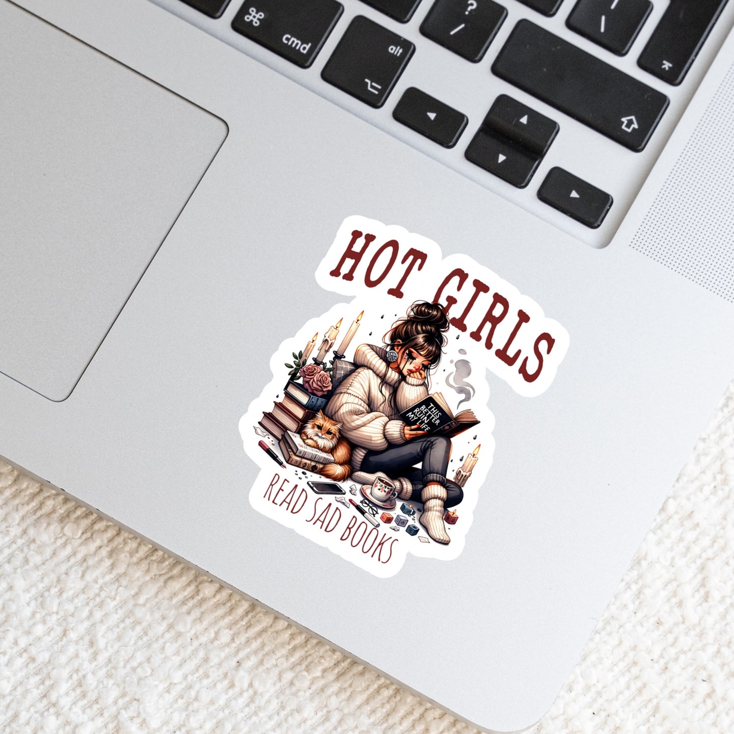 Hot Girls Read Sad Books – 3" Waterproof Bookish Sticker with Holo Overlay – Reading, Books, Reader Gift, Book Lover