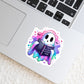 How To Scare Friends Funny Halloween Pink Ghost Reading  – 3" Waterproof Bookish Sticker with Holo Overlay – Reading, Books, Reader Gift, Book Lover