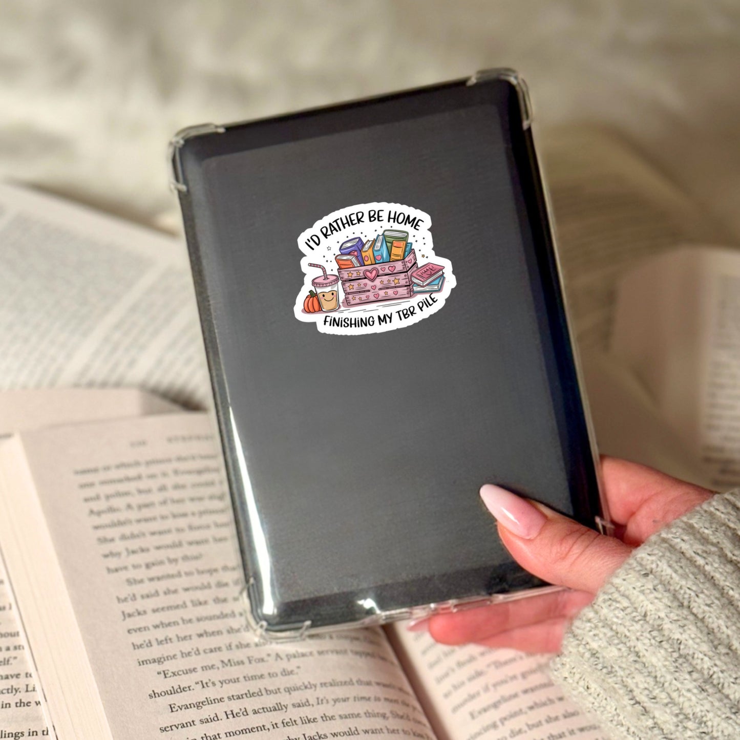 I'd Rather Be Home Finishing my TBR Pile Book Sticker – 3" Waterproof Bookish Sticker with Holo Overlay – Reading, Books, Reader Gift, Book Lover