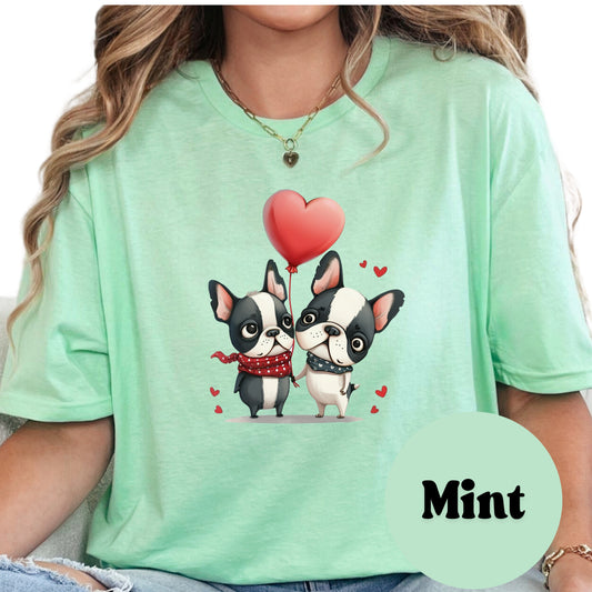 French Bulldog Couple Shirt, Cute Frenchie Love Heart Tee, Dog Lover Gift, Valentine’s Day Shirt, Unisex Pet Owner T-Shirt