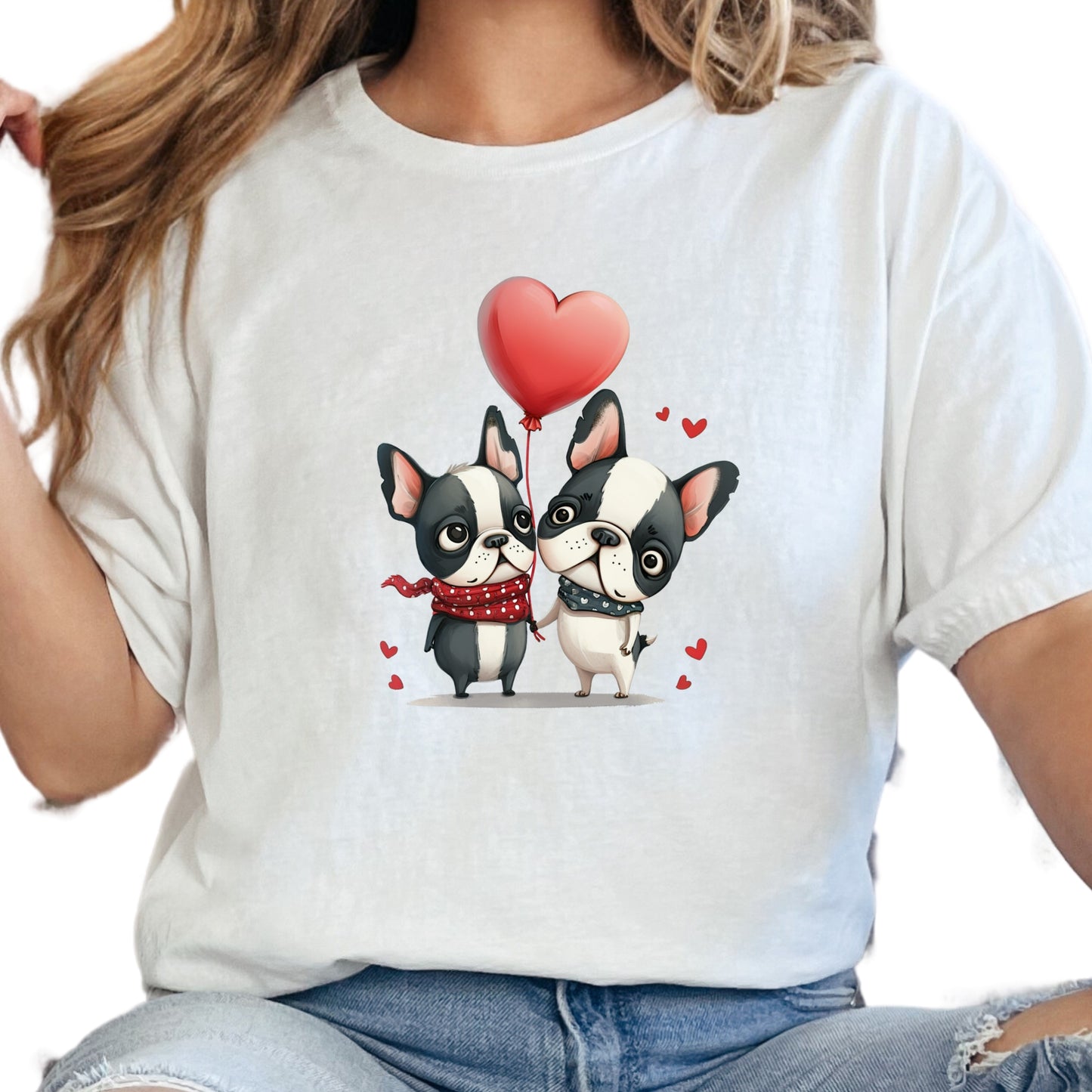 French Bulldog Couple Shirt, Cute Frenchie Love Heart Tee, Dog Lover Gift, Valentine’s Day Shirt, Unisex Pet Owner T-Shirt