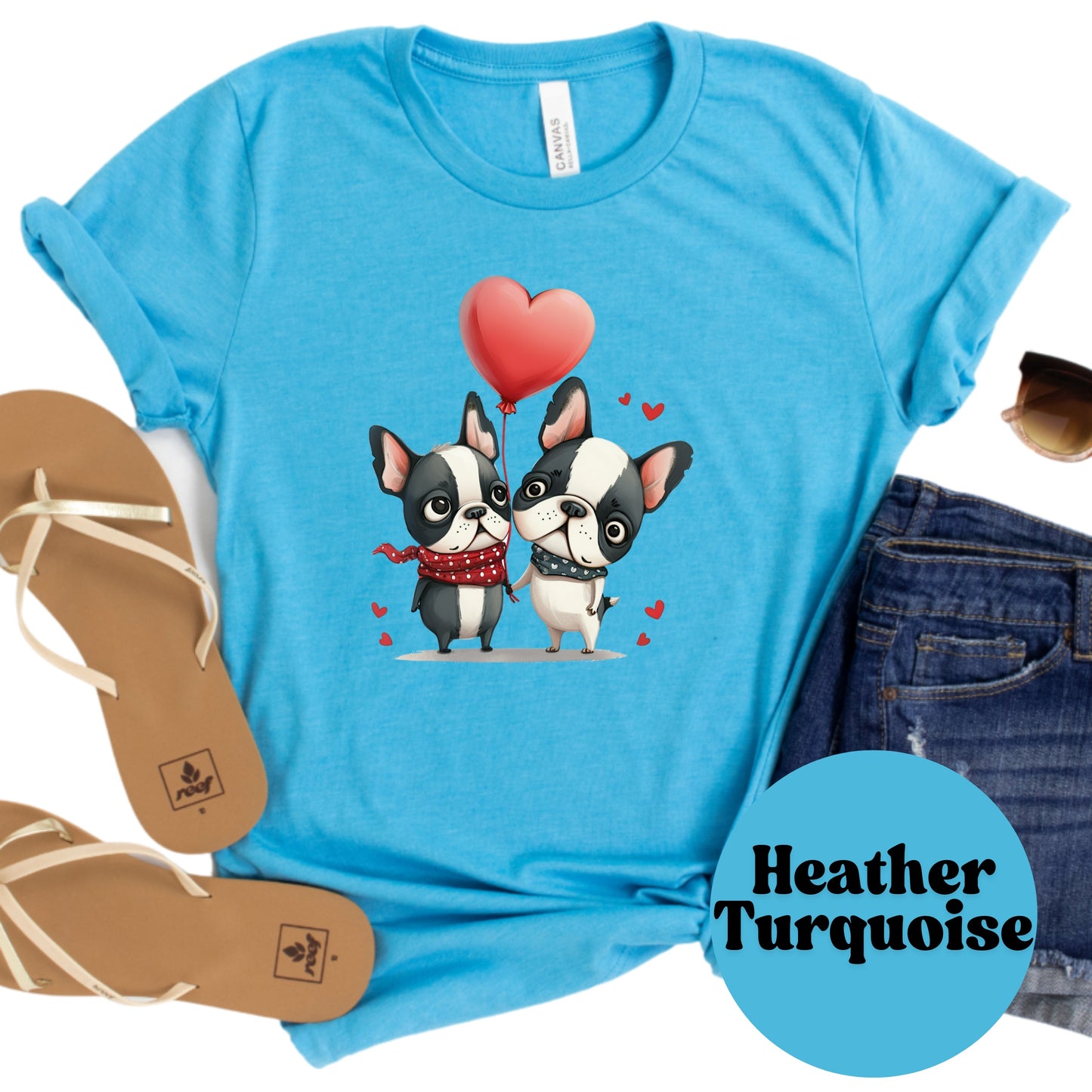 French Bulldog Couple Shirt, Cute Frenchie Love Heart Tee, Dog Lover Gift, Valentine’s Day Shirt, Unisex Pet Owner T-Shirt