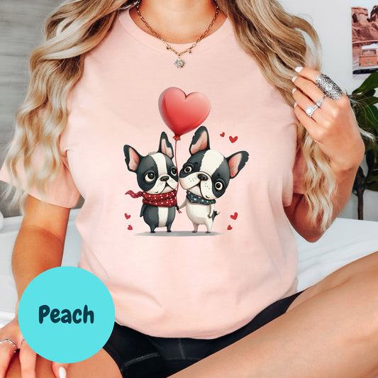 French Bulldog Couple Shirt, Cute Frenchie Love Heart Tee, Dog Lover Gift, Valentine’s Day Shirt, Unisex Pet Owner T-Shirt