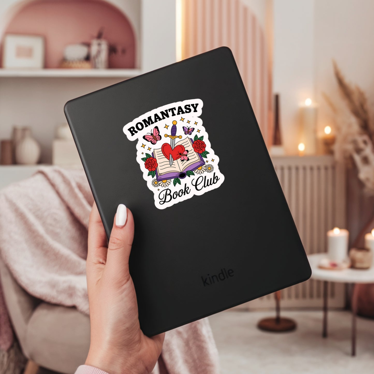 Romantasy Book Club Book Reader Sticker – 3" Waterproof Bookish Sticker with Holo Overlay – Reading, Books, Reader Gift, Book Lover, Bookstore Merch