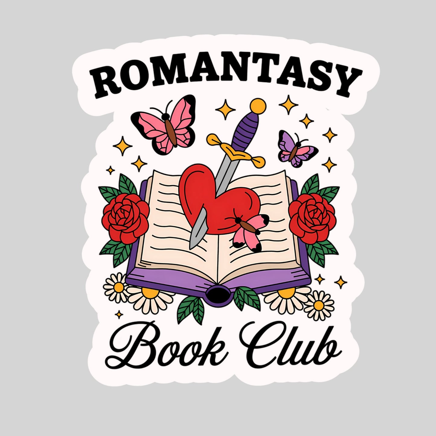 Romantasy Book Club Book Reader Sticker – 3" Waterproof Bookish Sticker with Holo Overlay – Reading, Books, Reader Gift, Book Lover, Bookstore Merch
