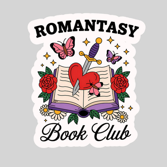 Romantasy Book Club Book Reader Sticker – 3" Waterproof Bookish Sticker with Holo Overlay – Reading, Books, Reader Gift, Book Lover, Bookstore Merch