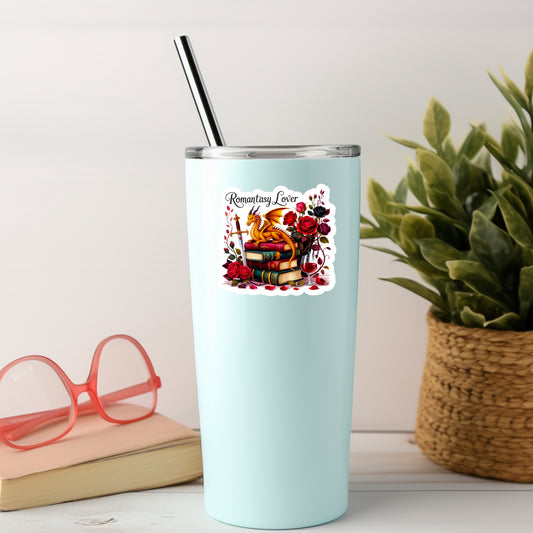 Romantasy Lover Dragon Book Reader Sticker – 3" Waterproof Bookish Sticker with Holo Overlay – Reading, Books, Reader Gift, Book Lover, Bookstore Merch