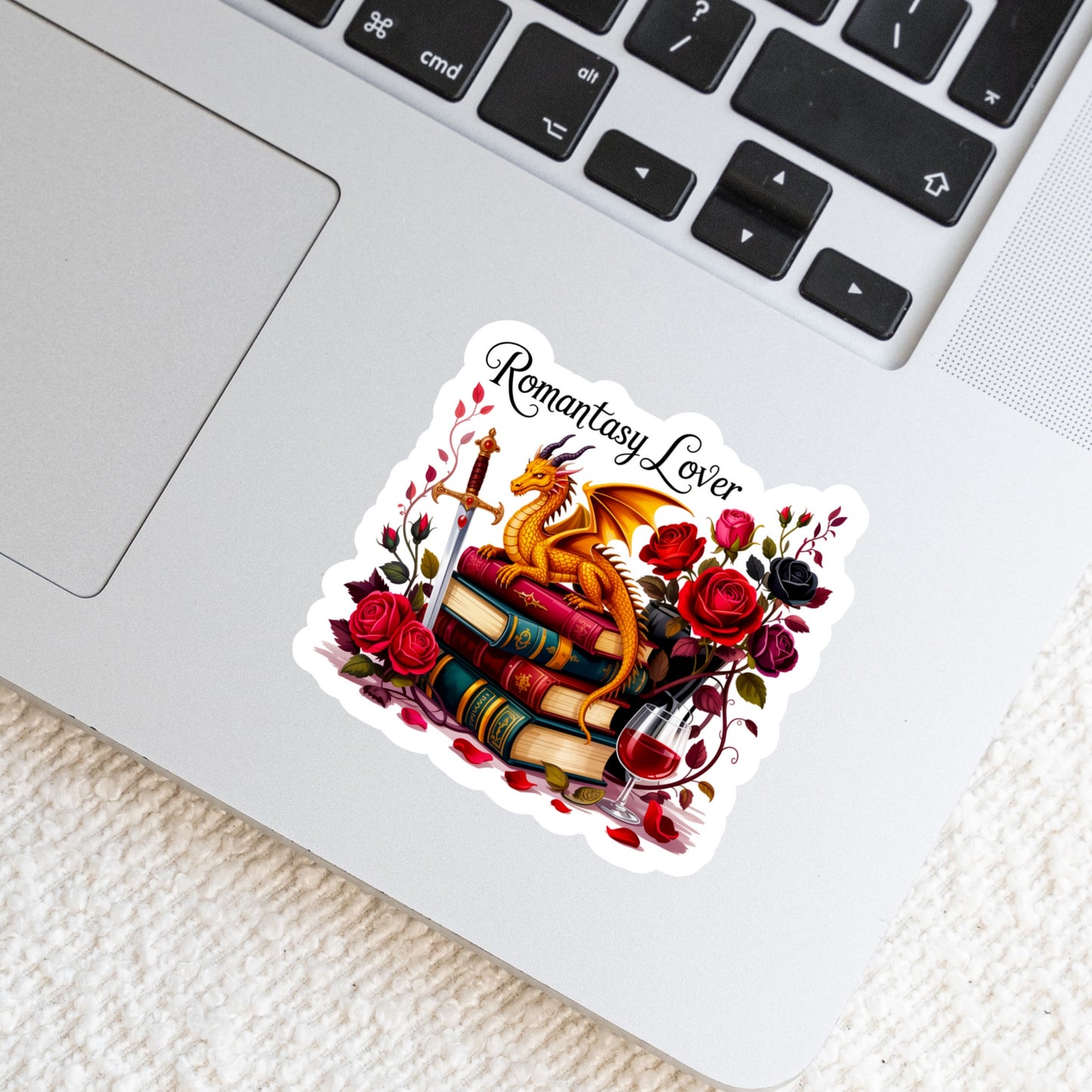 Romantasy Lover Dragon Book Reader Sticker – 3" Waterproof Bookish Sticker with Holo Overlay – Reading, Books, Reader Gift, Book Lover, Bookstore Merch