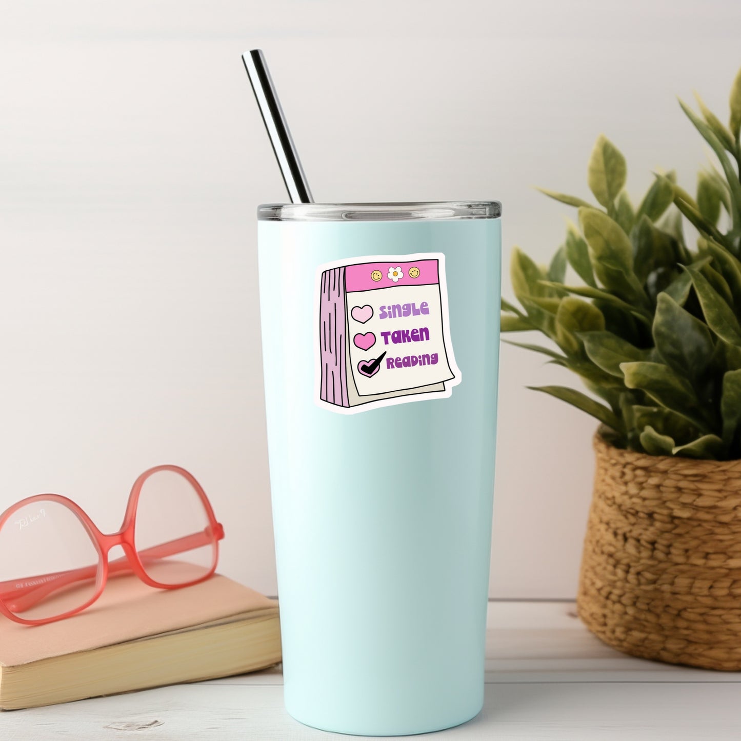 Single Taken Reading Book Reader Sticker – 3" Waterproof Bookish Sticker with Holo Overlay – Reading, Books, Reader Gift, Book Lover, Bookstore Merch