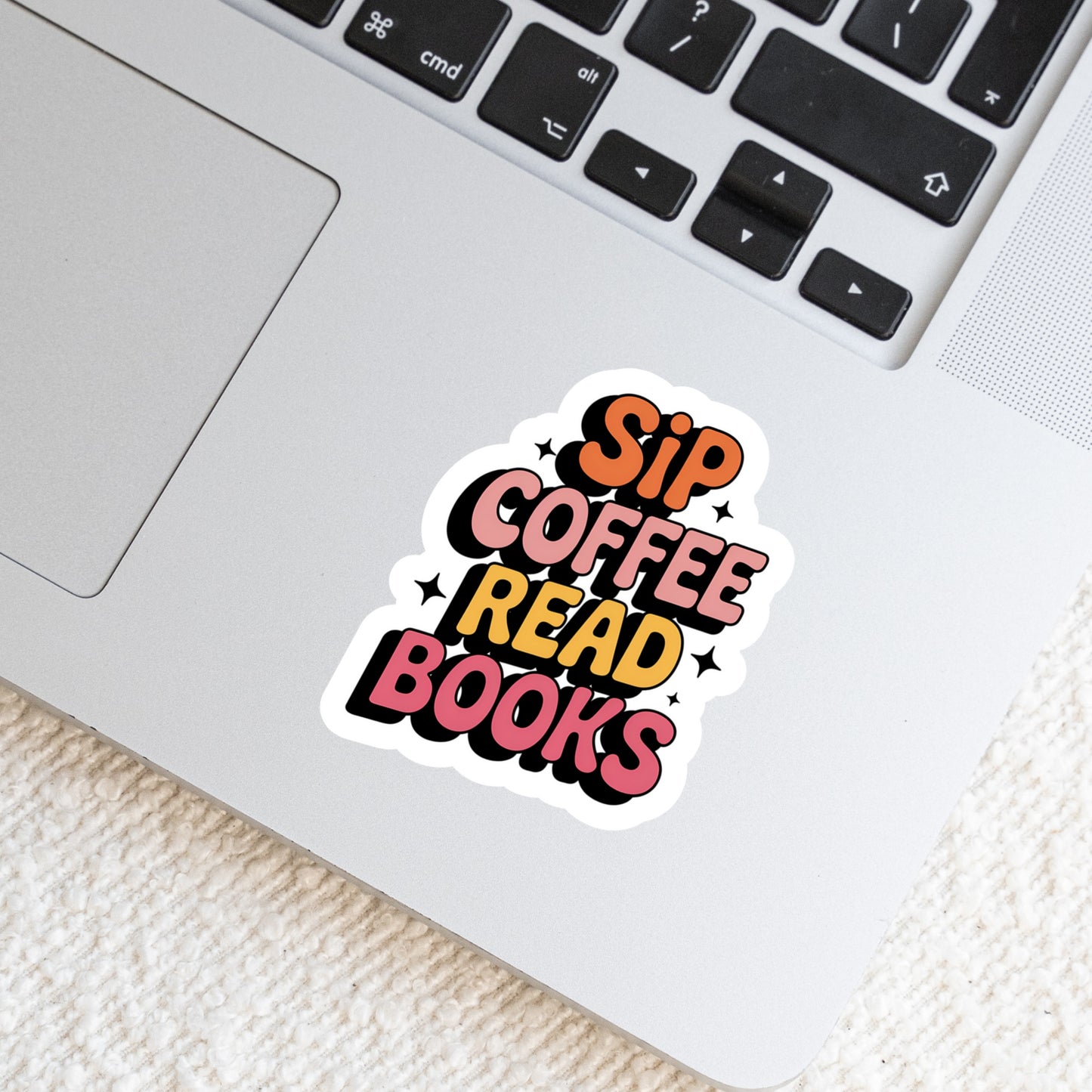 Sip Coffee Read Books Book Reader Sticker – 3" Waterproof Bookish Sticker with Holo Overlay – Reading, Books, Reader Gift, Book Lover, Bookstore Merch