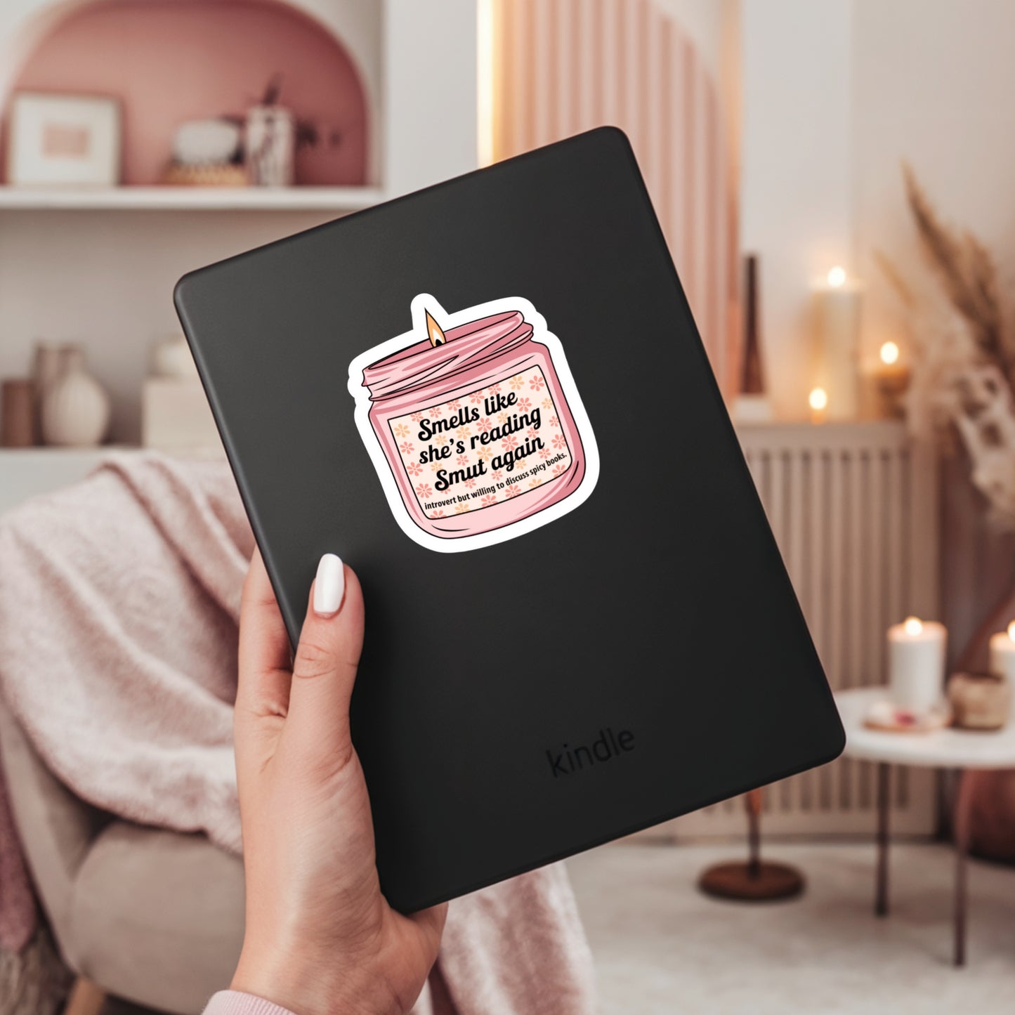 Smells Like Shes Reading Smut Again Book Reader Sticker – 3" Waterproof Bookish Sticker with Holo Overlay – Reading, Books, Reader Gift, Book Lover, Bookstore Merch