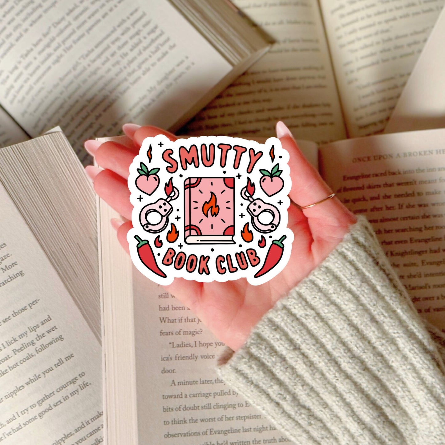 Smutty Book Club Book Reader Sticker – 3" Waterproof Bookish Sticker with Holo Overlay – Reading, Books, Reader Gift, Book Lover, Bookstore Merch