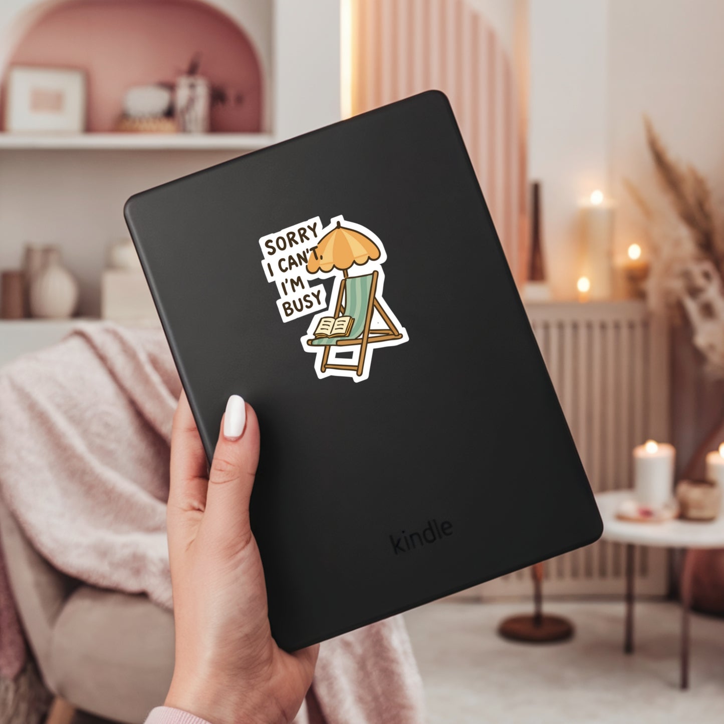 Sorry I Cant I'm Busy Reading Summer Book Reader Sticker – 3" Waterproof Bookish Sticker with Holo Overlay – Reading, Books, Reader Gift, Book Lover, Bookstore Merch