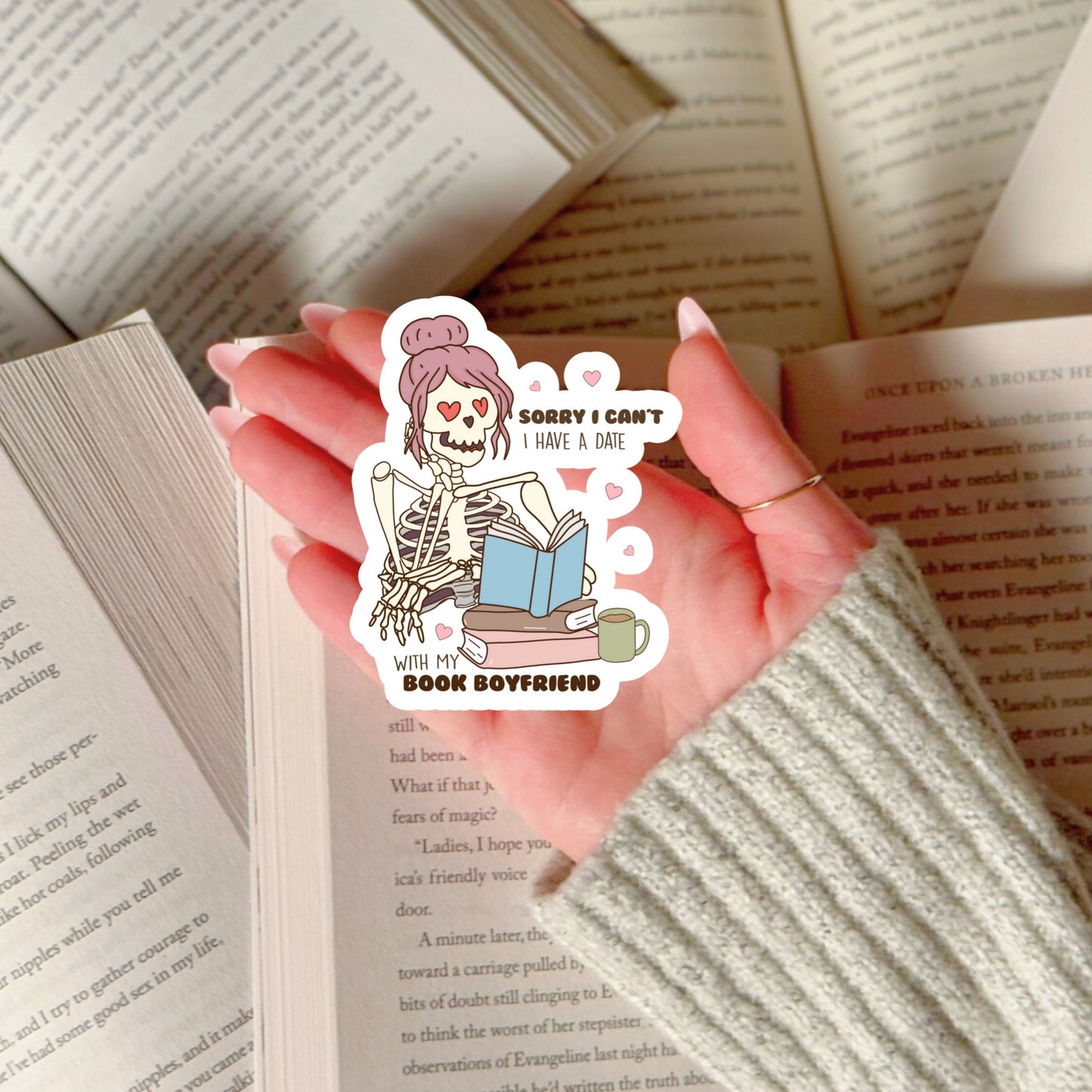 Sorry I Hate Date Book Boyfriends Book Reader Sticker – 3" Waterproof Bookish Sticker with Holo Overlay – Reading, Books, Reader Gift, Book Lover, Bookstore Merch