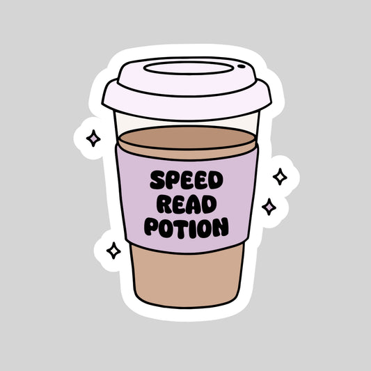 Speed Read Potion Coffee Latter Book Reader Sticker – 3" Waterproof Bookish Sticker with Holo Overlay – Reading, Books, Reader Gift, Book Lover, Bookstore Merch