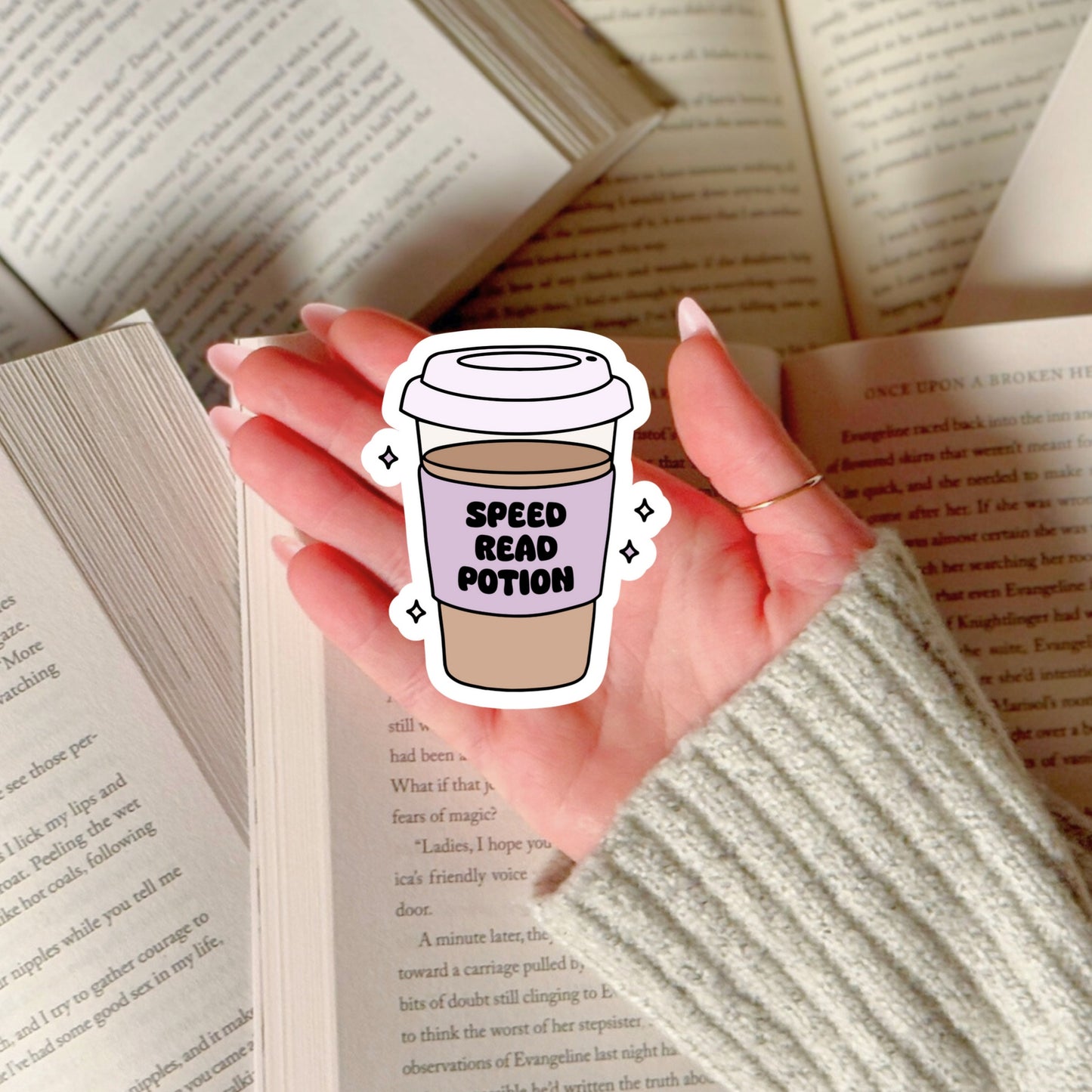 Speed Read Potion Coffee Latter Book Reader Sticker – 3" Waterproof Bookish Sticker with Holo Overlay – Reading, Books, Reader Gift, Book Lover, Bookstore Merch
