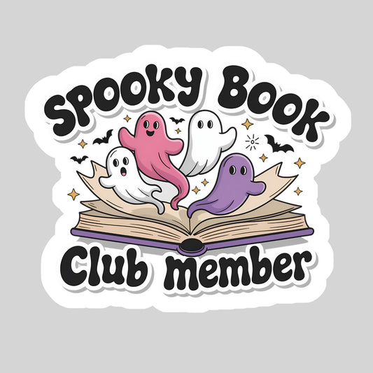 Spooky Book Club Member Ghosts Book Reader Sticker – 3" Waterproof Bookish Sticker with Holo Overlay – Reading, Books, Reader Gift, Book Lover, Bookstore Merch