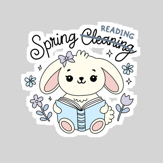 Spring Reading Book Reader Sticker – 3" Waterproof Bookish Sticker with Holo Overlay – Reading, Books, Reader Gift, Book Lover, Bookstore Merch