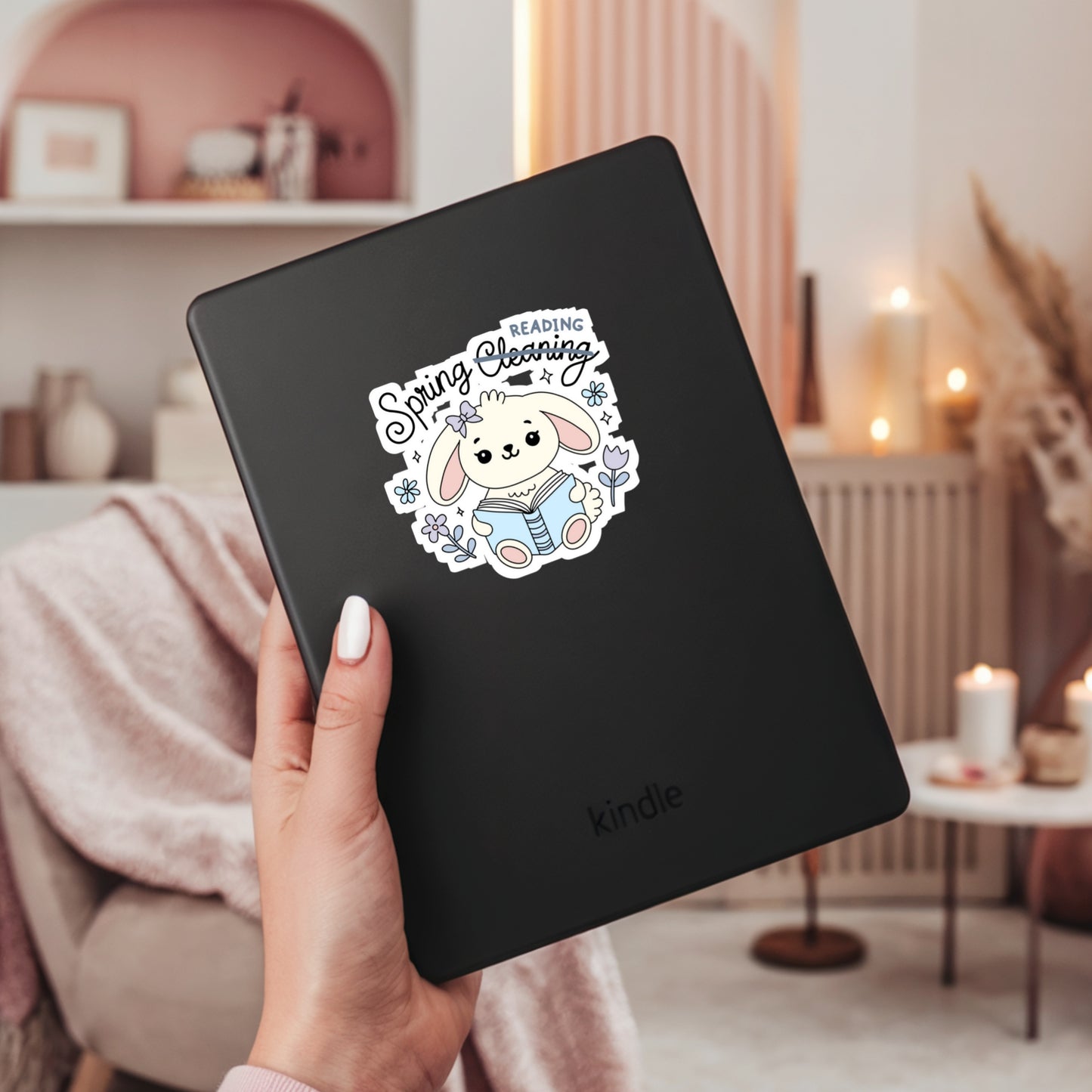 Spring Reading Book Reader Sticker – 3" Waterproof Bookish Sticker with Holo Overlay – Reading, Books, Reader Gift, Book Lover, Bookstore Merch