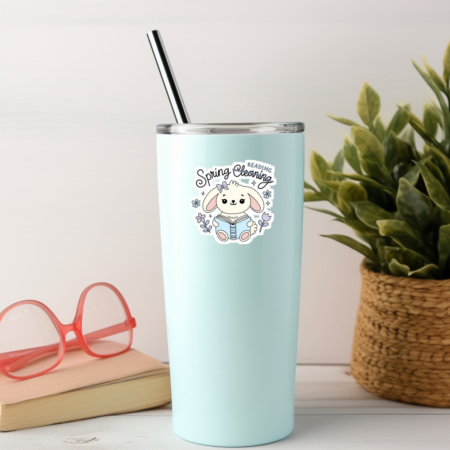 Spring Reading Book Reader Sticker – 3" Waterproof Bookish Sticker with Holo Overlay – Reading, Books, Reader Gift, Book Lover, Bookstore Merch