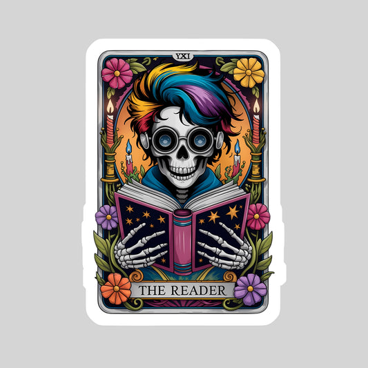 The Reader HP Tarot Card Book Reader Sticker – 3" Waterproof Bookish Sticker with Holo Overlay – Reading, Books, Reader Gift, Book Lover, Bookstore Merch