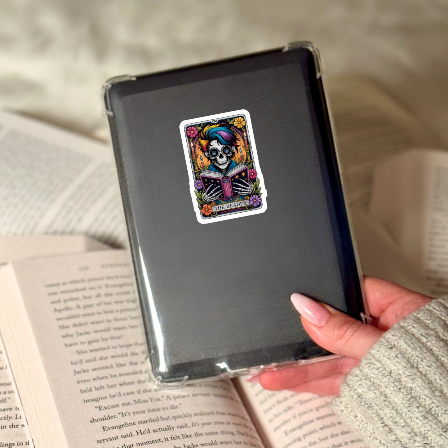 The Reader HP Tarot Card Book Reader Sticker – 3" Waterproof Bookish Sticker with Holo Overlay – Reading, Books, Reader Gift, Book Lover, Bookstore Merch