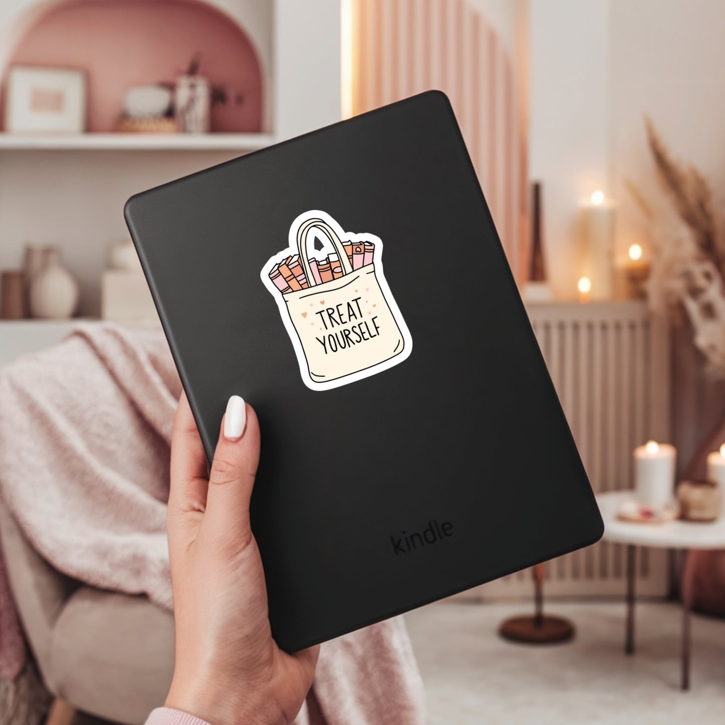 Treat Yourself Book Reader Sticker – 3" Waterproof Bookish Sticker with Holo Overlay – Reading, Books, Reader Gift, Book Lover, Bookstore Merch