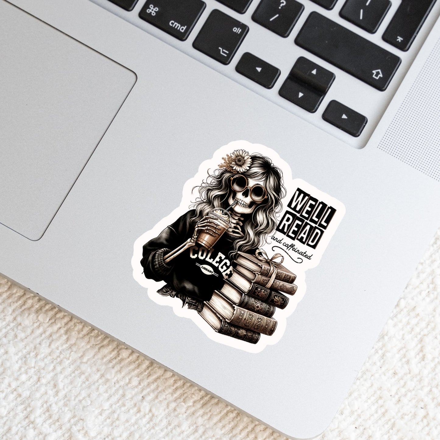 Well Read and Caffeinated Coffee Lover Book Reader Sticker – 3" Waterproof Bookish Sticker with Holo Overlay – Reading, Books, Reader Gift, Book Lover, Bookstore Merch